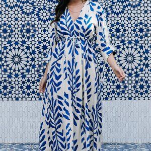 Baltic Born Midi Dress | Cobalt Print Size XL